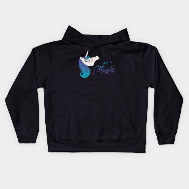 Radiant Unicorn: 'I am Magic' Artwork Kids Hoodie by JBeasleyDesigns